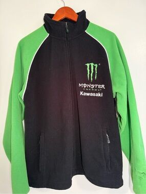 Men’s/Unisex Monster Energy Kawasaki Black & Green Fleece Jacket